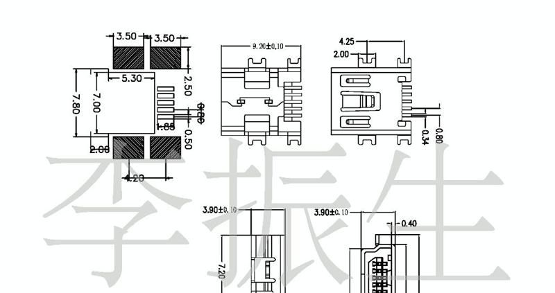 MINI 5P  沉板式/USB 插座 母座 沉板