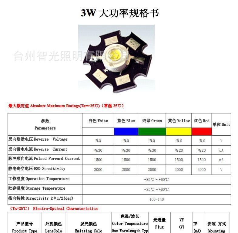 3W 光宏/晶元/普瑞/联胜/太谷 LED灯珠