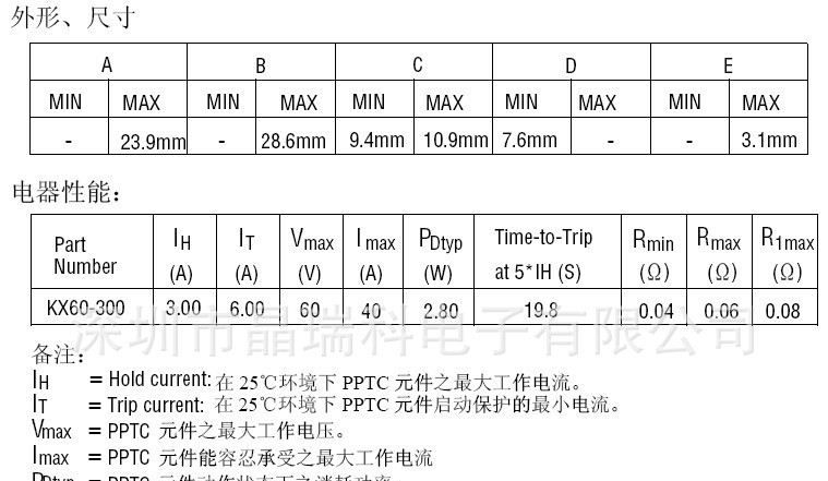 PTC自恢复保险丝60V全系列 厂价直销