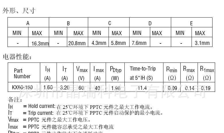 PTC自恢复保险丝60V  72V