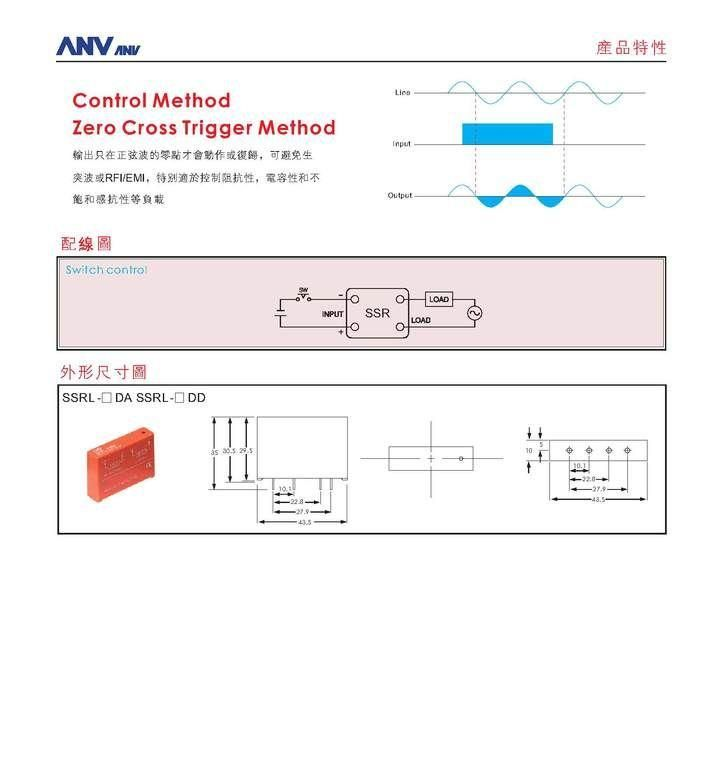 供应台湾士研ANV固态继电器SSRL-1.5DD