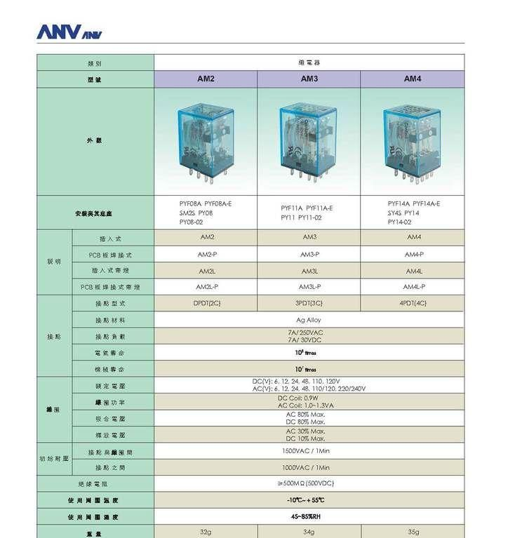 供应台湾士研ANV继电器AM2/AM2L
