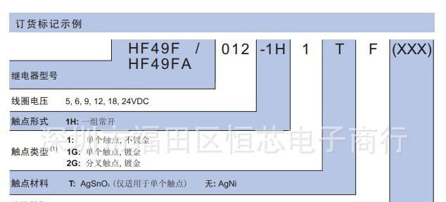 【恒芯电子】供应HONGFA宏发继电器HF49FA-012-1H1T(JZC-49FA)