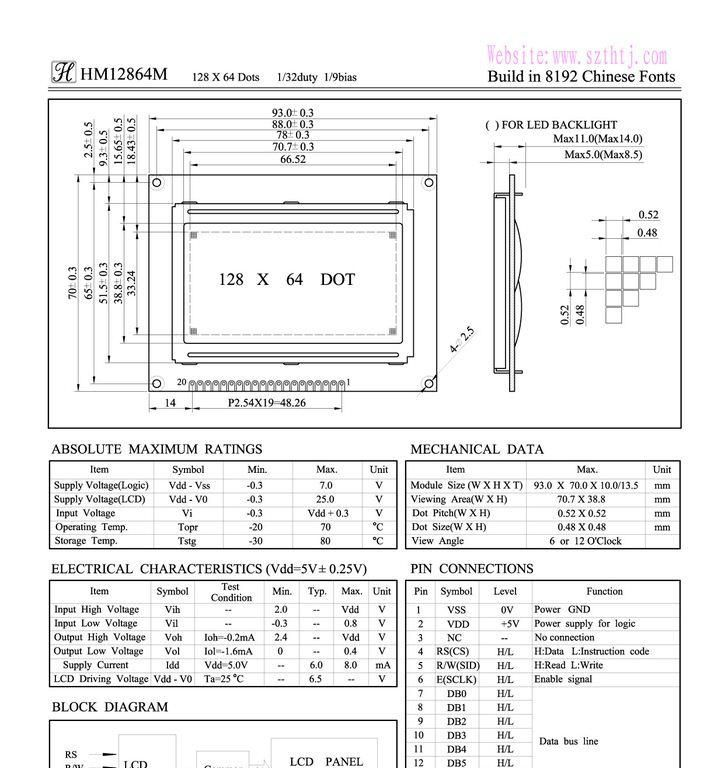 12864中文字库液晶屏12864中文字库液晶模块