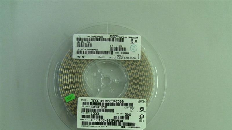 AVX TPS系列低阻抗钽电容TPSC106K025R0500 ±10% 25V  10uF