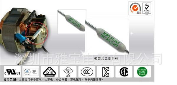 供应陶瓷外壳圆柱形温度保险丝150℃1A250V