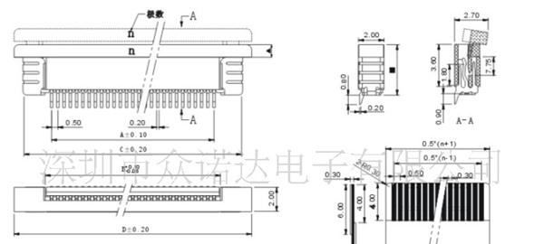 供应0.5下接触/2.0厚/FPC连接器