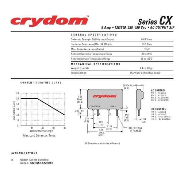 供应快达（CRYDOM）固态继电器CX240D5 CX240D5R 等 (图)