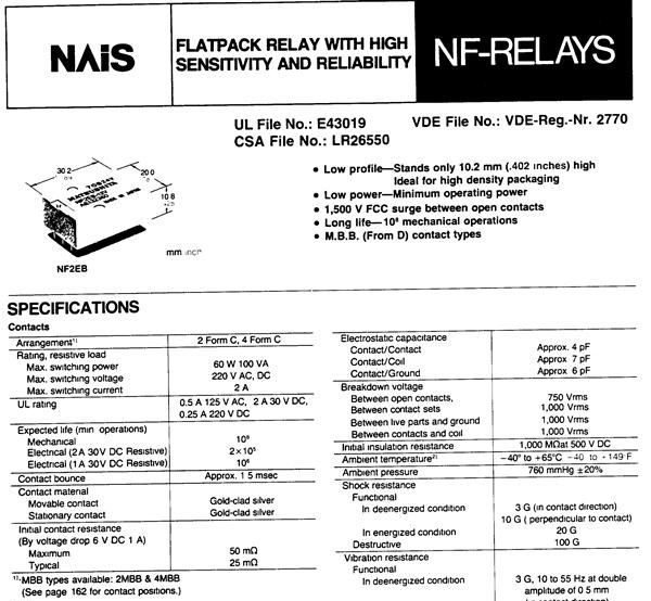 供应NF2EB-24VDC(J)松下NAIS特价信号继电器