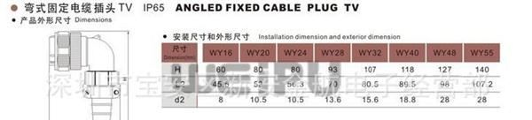 威浦WY弯式固定电缆插头TV