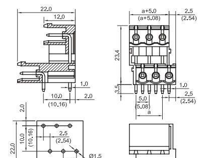 YE110-5.00/5.08双层插拔式接线端子 连接器 开口弯针针座 插座