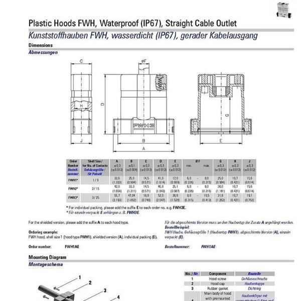 供应FCT D-sub 防水连接器壳体FWH1-3