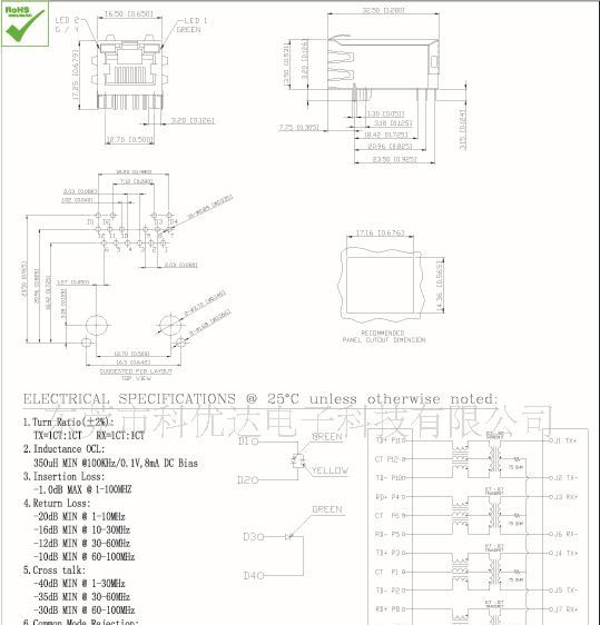 1000MHZ传输RJ45网络接口