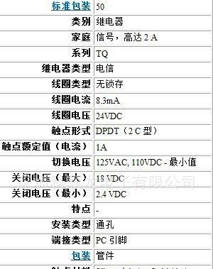 TQ2小型继电器 TQ2-24V ATQ204信号继电器 松下继电器 进口全新