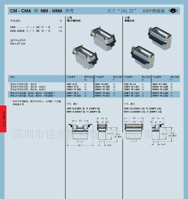 意大利依尔玛矩形连接器64芯