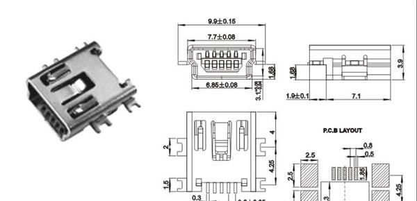 供应 MINI USB 5P母座B Type 沉板式