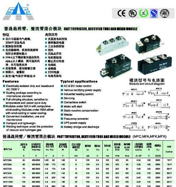 供应普通晶闸管、整流管、可控硅混合模块