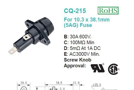 供应功得CONQUER 保险丝管座CQ-215 For 10.3mmx38.1mm Fuse