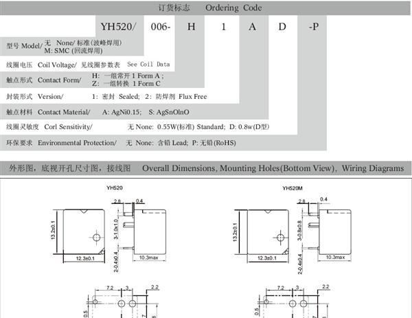 YH520 超小型汽车继电器