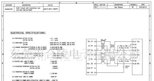 8P8C帶屏蔽帶彈SMT型RJ45網絡接口帶百兆濾波器