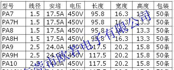 低价销售金笔接线端子台  （附规格表图）