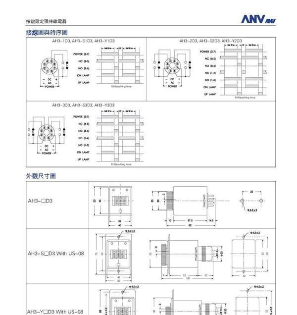 供应士研ANV 限时继电器 AH3-S1D3,AH3-S2D3,AH3-S3D3