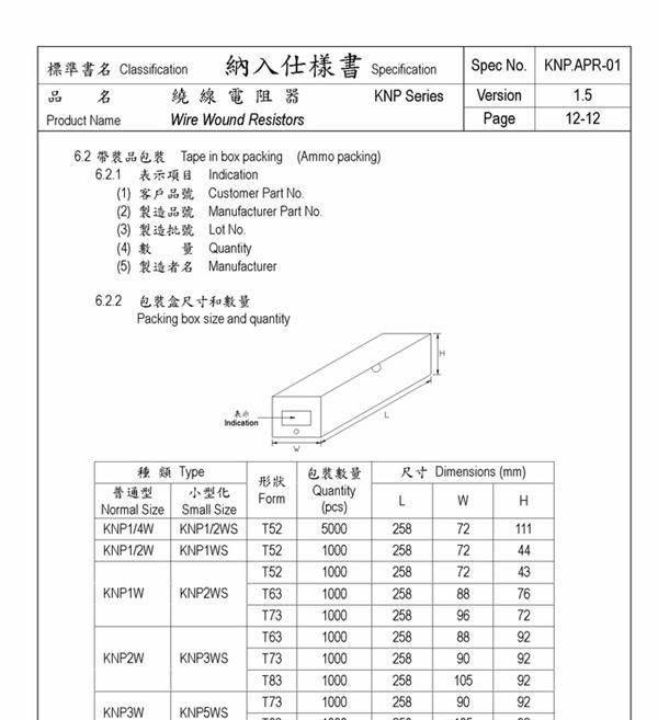 铜脚绕线电阻 插件 Wire Wound Resistors  WW  KNP