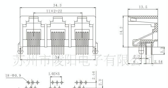JR45连接器SC507-5521 6P 1×3