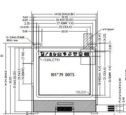 小尺寸LCD点阵液晶模块/ 101*79点阵/Led背光/ST7588 型号06B08
