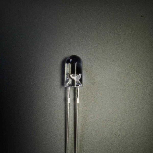 供应5MM长脚透明无边白发蓝F5高亮蓝光LED(发光二极管)