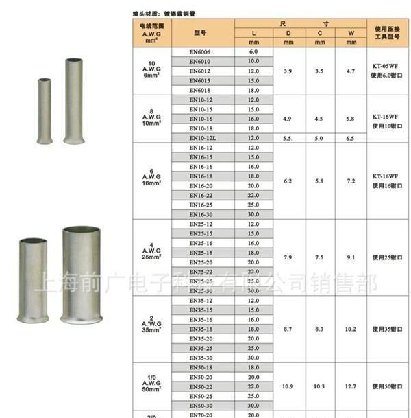 EN0508 EN7508 EN1008 EN1010 管型 管形 欧式 接线 端子