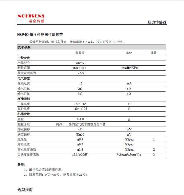 NKP40型低压传感器