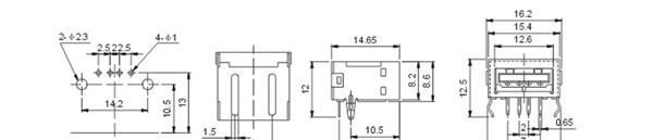 MINI USB A母USB连接器 贴片USB  USB连接器 耐温USB