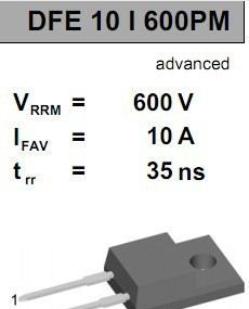 供应IXYS快恢复二极管:DSEI8-06A、DFE10I600PM
