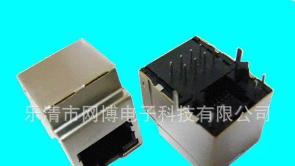 生产销售带变压器180°RJ45网络插座连接器