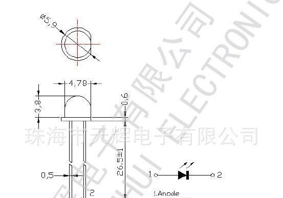 直插F5小功率紫外LED375-380nm发光二极管