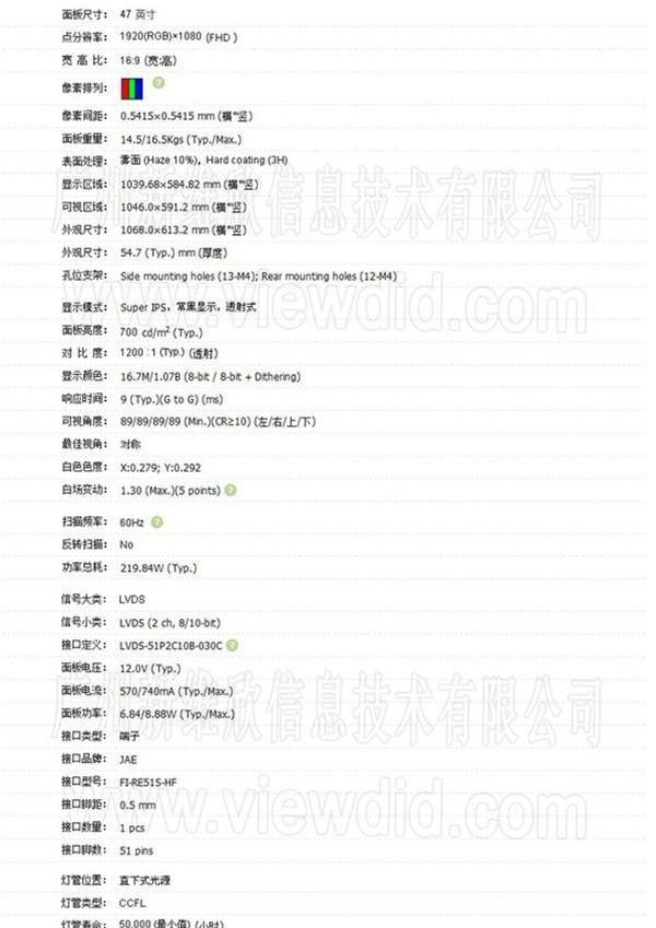 47寸液晶屏 LD470WUB 液晶拼接屏 700CD高亮拼接大屏 IPS屏