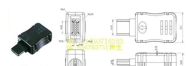 迷你USB连接器|三星双排10P公头焊线式|MINIUSB