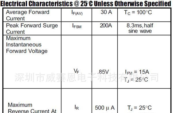 【威赛恩】 供应 Fairchild 仙童 MBR30100PT 肖特基二极管 RoHS