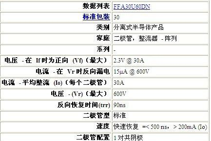 供应仙童FAIRCHILD，超快恢复二极管FFA30U60DNTU
