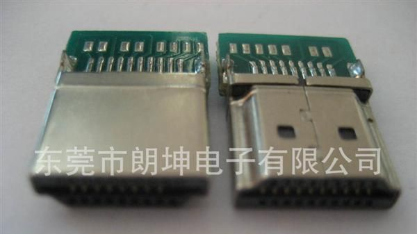 HDMI 母/公头连接器镀镍壳带PCB板A TYPE