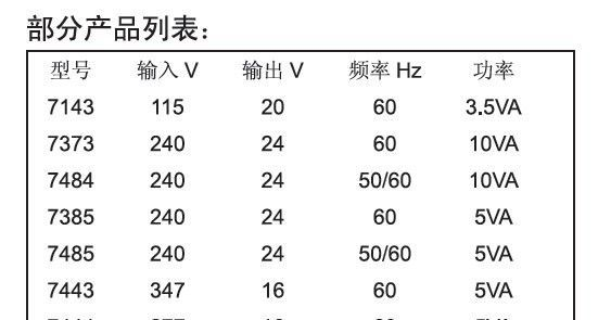 供应 3.5VA/5VA/10VA 初级带保险丝 UL/CSA PCB插针式 Tyco变压器