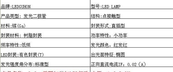 小功率椭圆红色灯珠