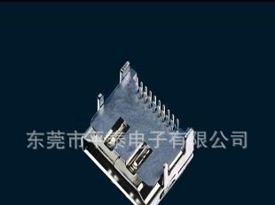 HDMI连接器 HDMI连接器母座 两排插板式 铜壳镀镍
