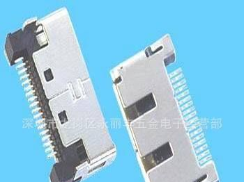 0.8间距 双排10PIN 沉板母座 贴唛拉, MINI USB连接器