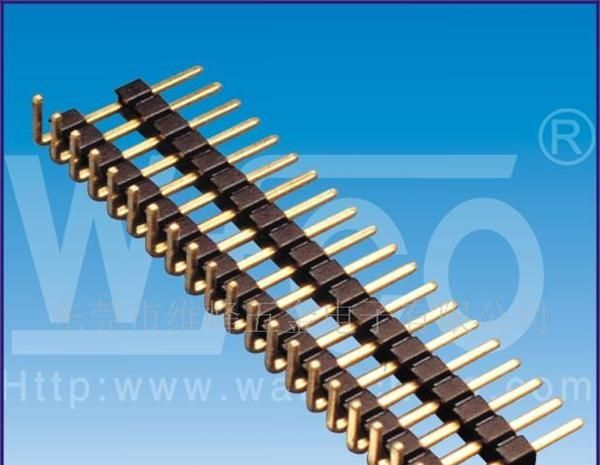 供应2.54mm 单排针, 双塑, 90度