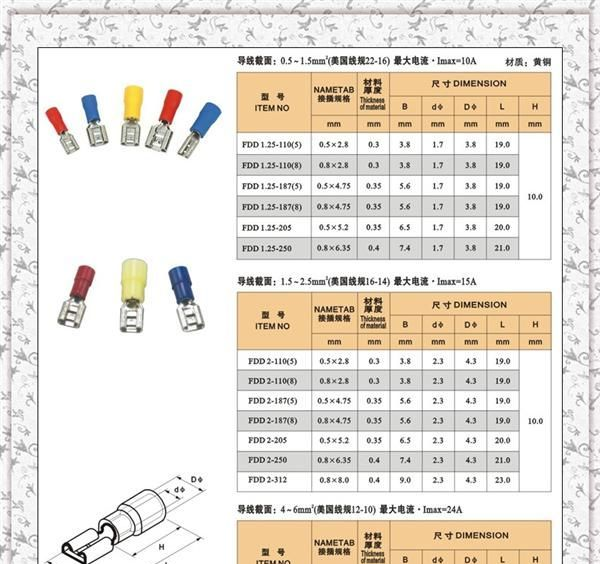 FDD2-187(8)母预绝缘接头 冷压端头 43.8插簧端子 铜接线端子线耳