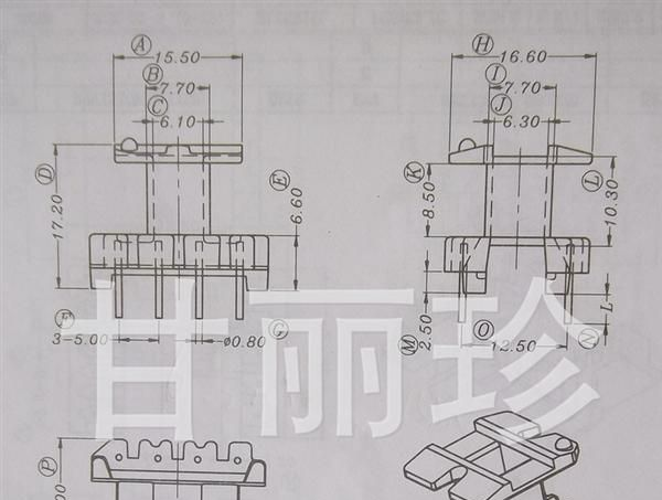 EI22骨架YT-2203立式5+5尺寸图