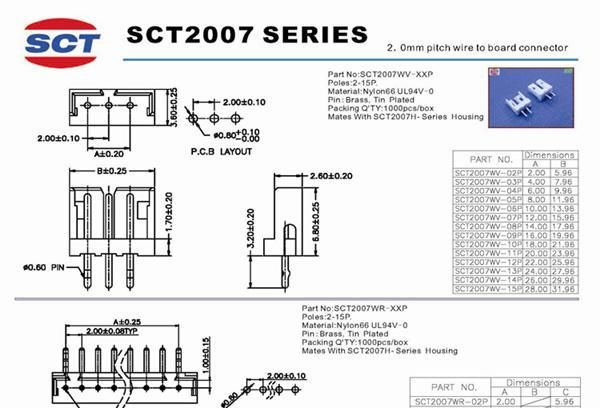 热销推荐 ac-dc连接器 SCT2007、AMP 2.0 连接器2.0
