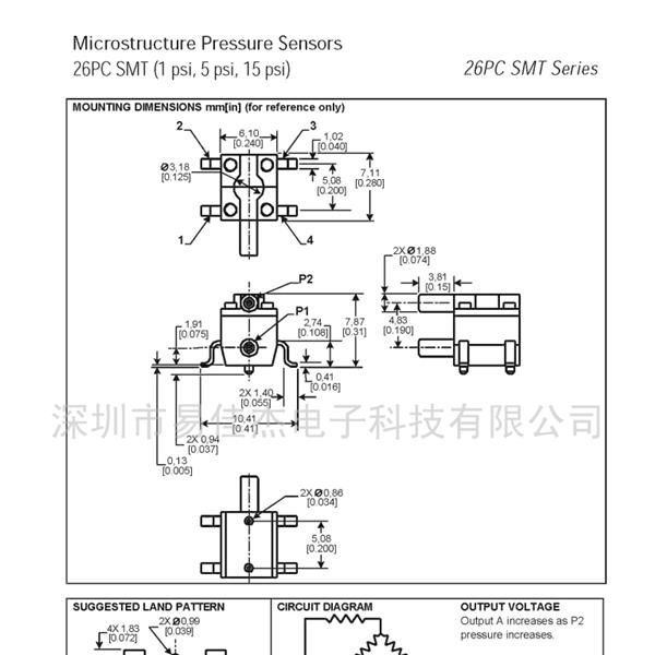 供应Honeywell霍尼韦尔26PCCFA6G 压力传感器